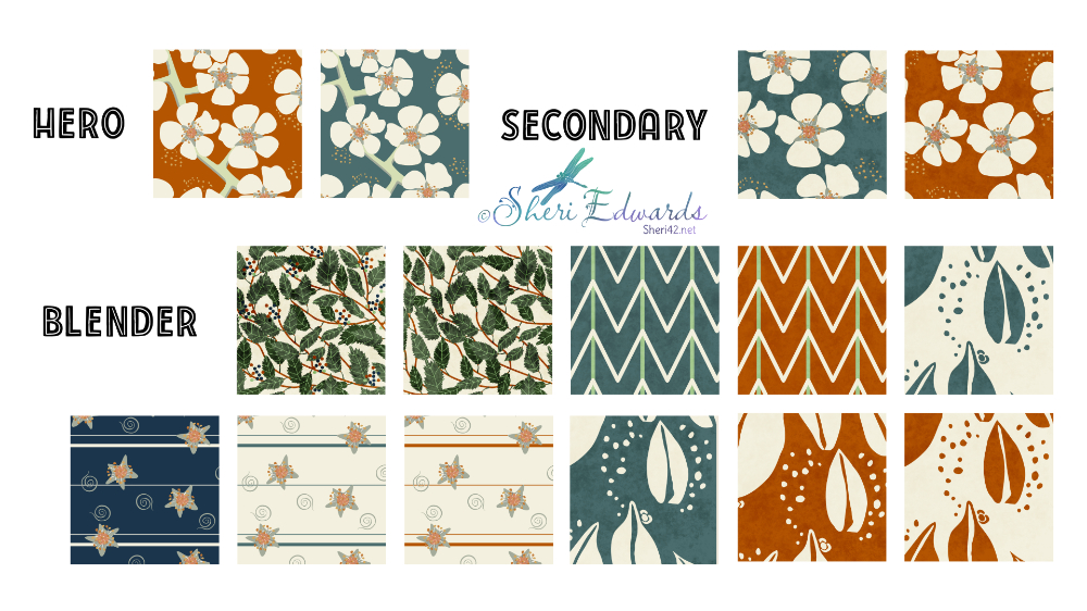 Sheri Edwards collection of patterns based on the choke cherry bush.