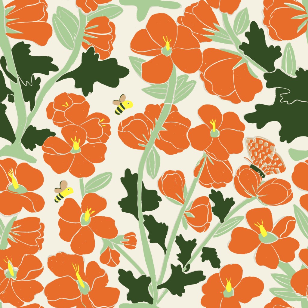 orange globe mallow pattern.