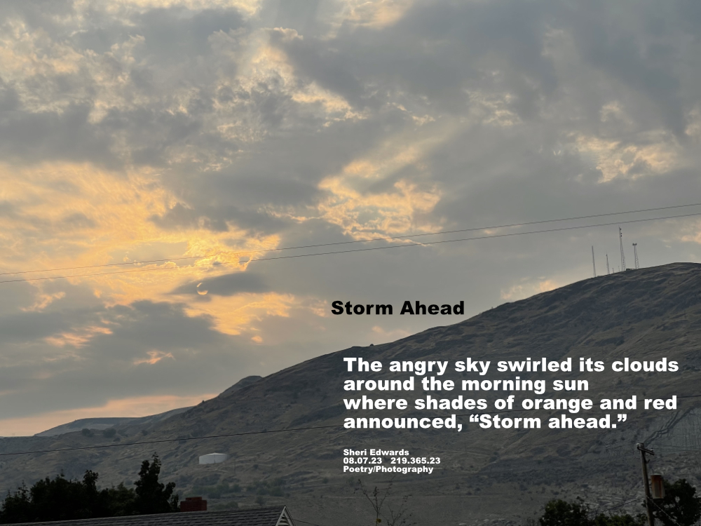 Outside my window in the early morning, the red, storm-clouded sky greeted us.