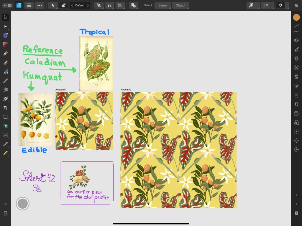 art board and reference photos