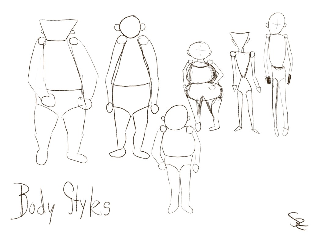sketches of different body types