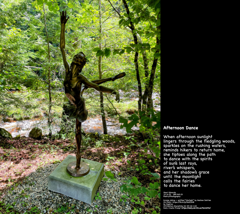 bronze statue — entitled “Starlight” by Andrew DeVries
On Flickr: https://flic.kr/p/2oZLEAB
by Dogtrax
Attribution-ShareAlike (CC BY-SA 2.0)
Daily Create Prompt https://daily.ds106.us/tdc4294/ with poem in post