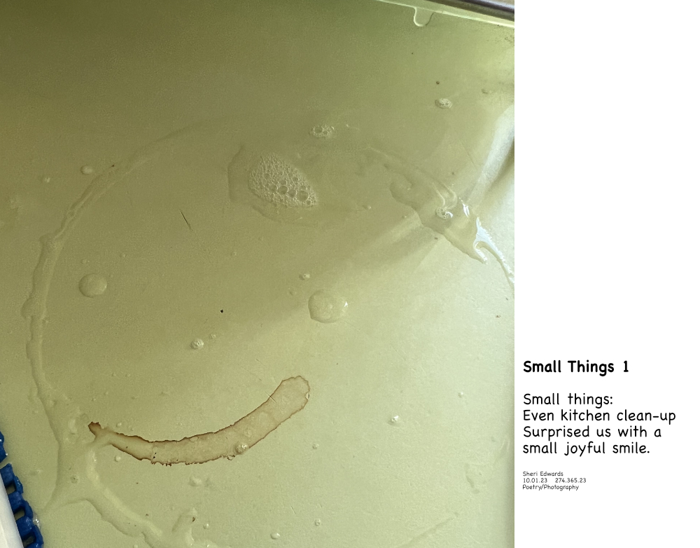 Coffee Stain; soapy water circle = smile face