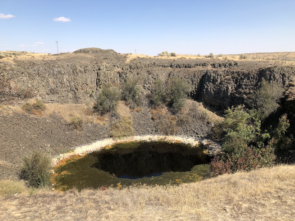Small crater formed during the ice age in million year old basalt.  One of many at Odessa Craters, Odessa, WA, managed by the Bureau of Land Management [BLM].