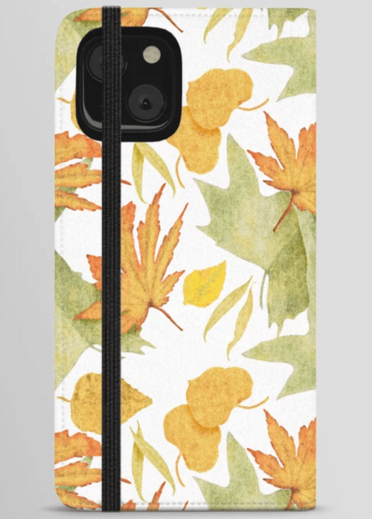 iPHone wallet in autumn leaves pattern by Sheri42 on Society6