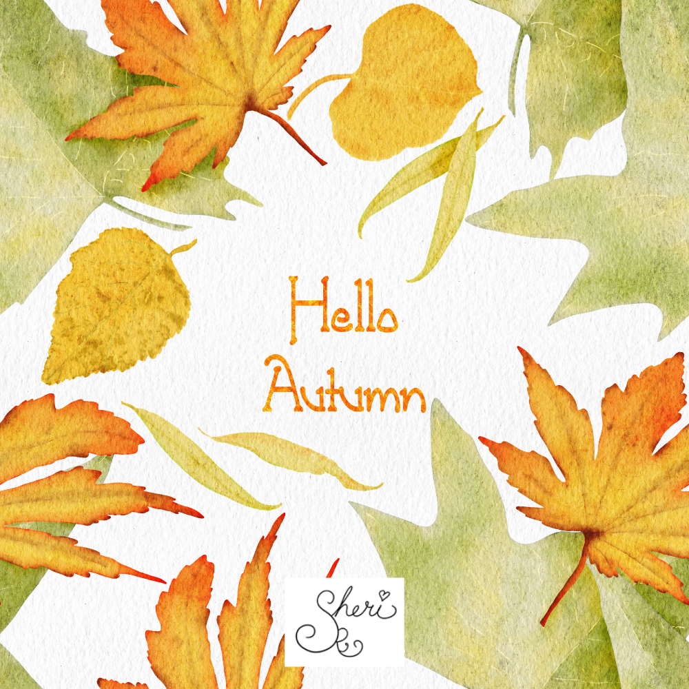 autumn leaves pattern with "Hello Autumn"