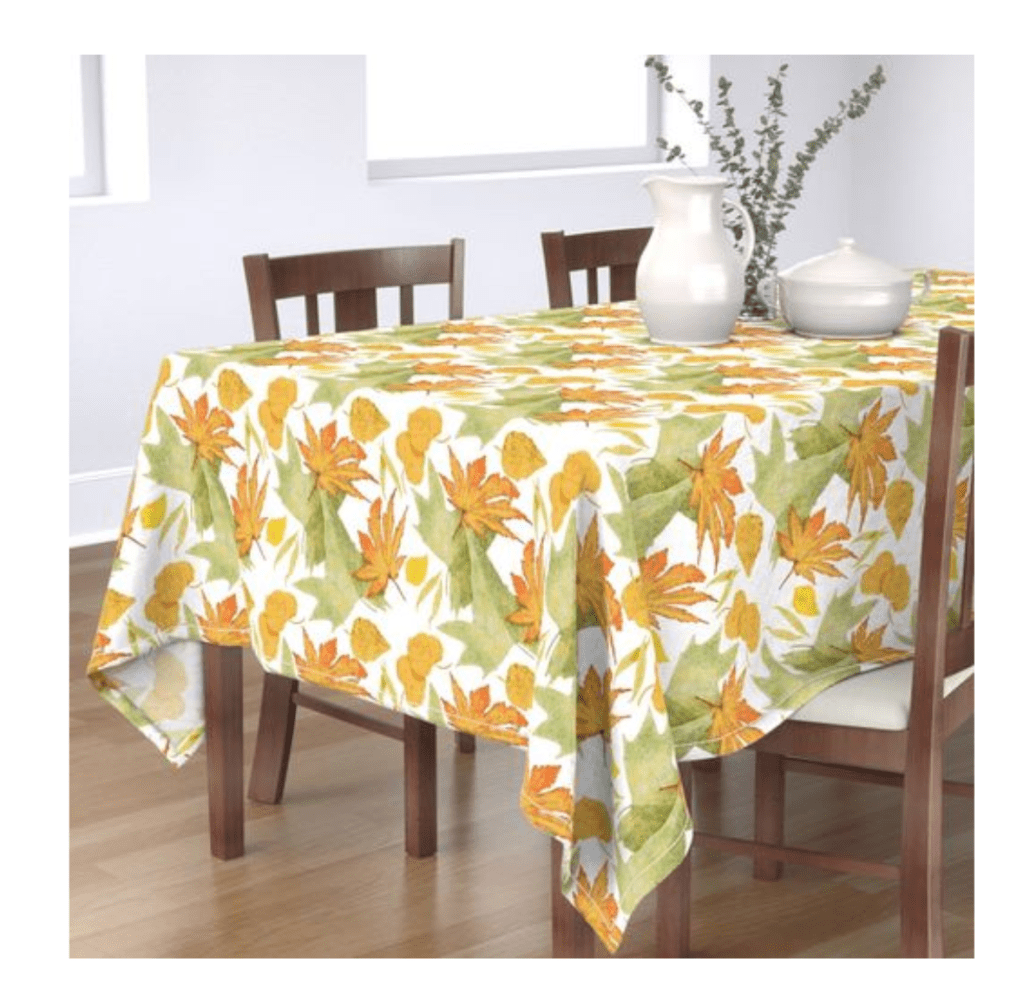 autumn leaves tablecloth by Sheri42 from Spoonflower