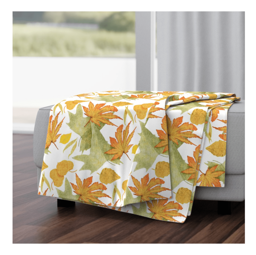 Spoonflower autumn leaves  throw by Sheri42 