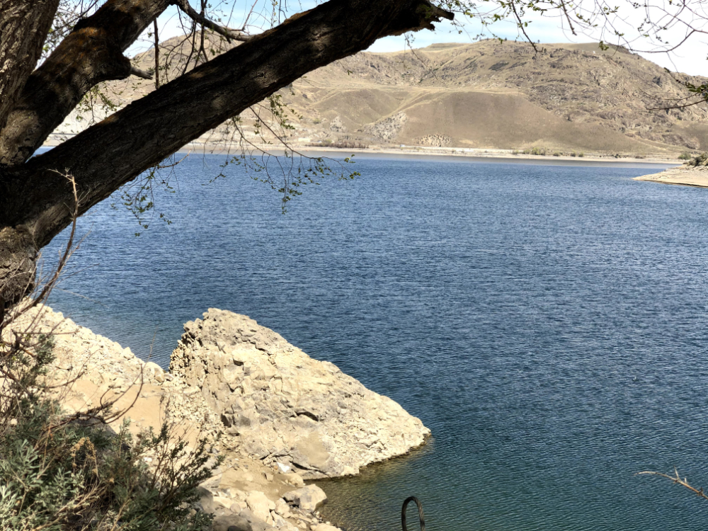 The basalt rock in summer time I could not find today-- the water is too high