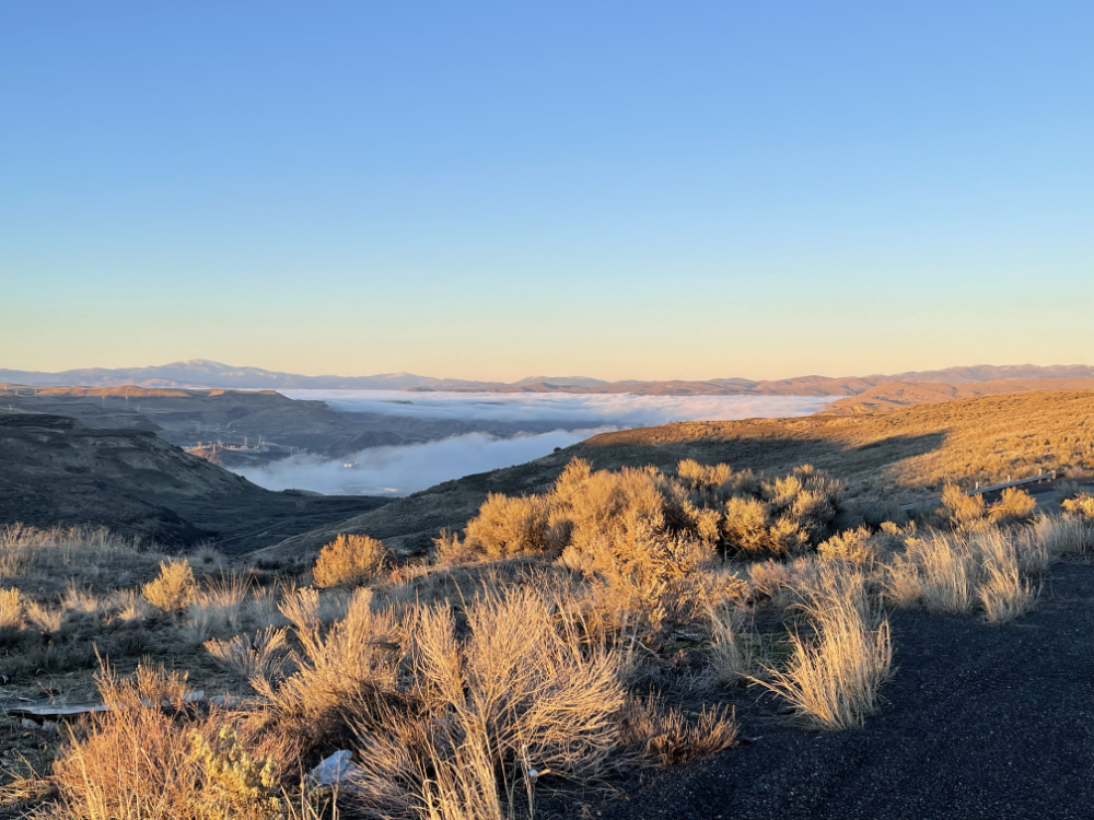 winter sunset over Grand Coulee