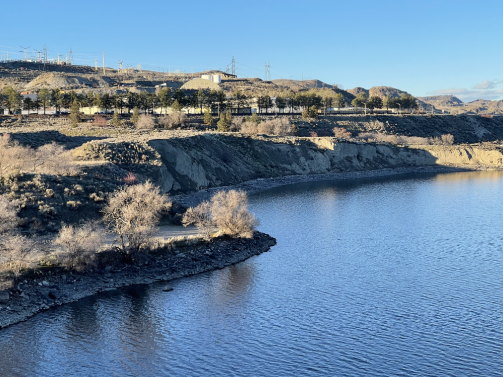 Crescent Bay with basalt boulder in the water near the shore