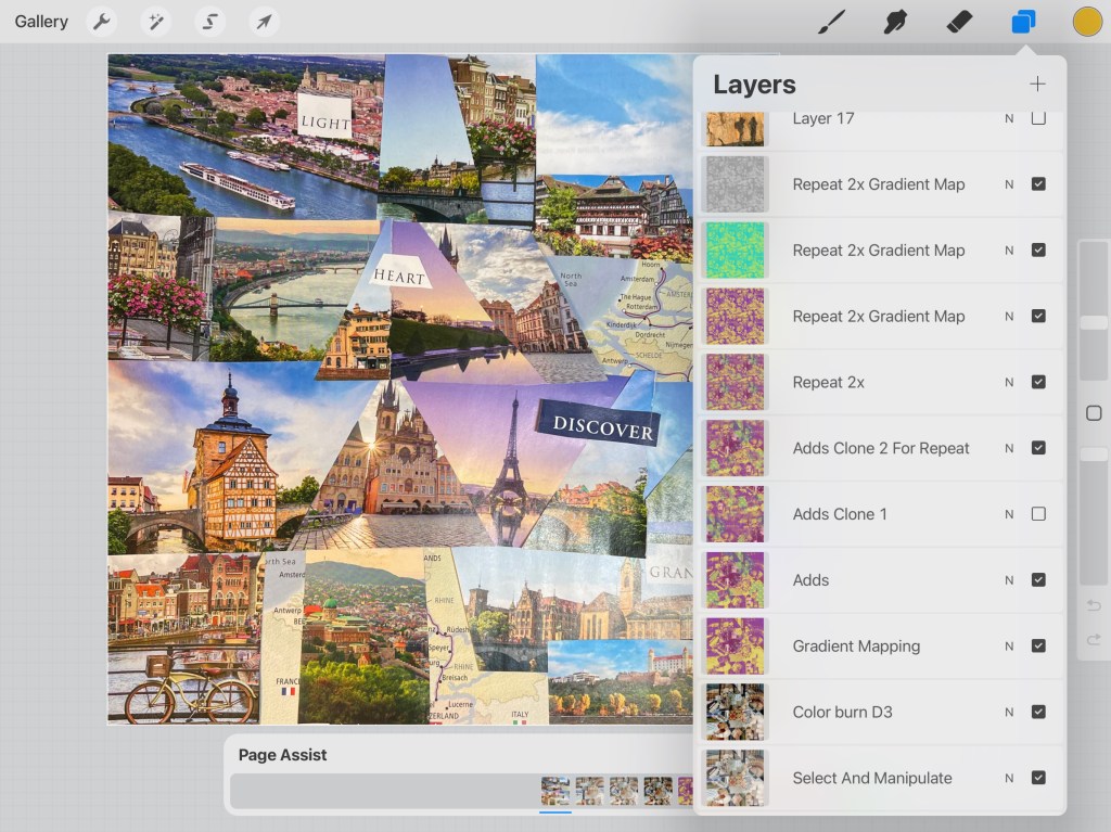 abstract art progress pages in Procreate