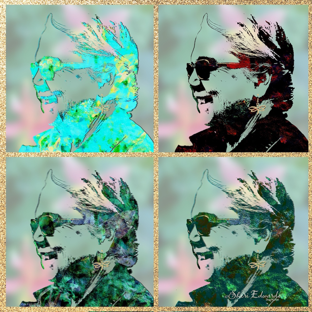 abstract self-portrait in four versions by Sheri Edwards