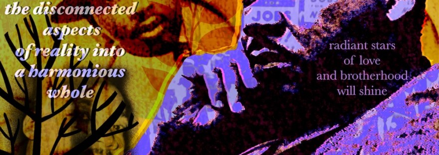 abstract illustration of Martin Luther King, Jr with various public domain images and his quotes