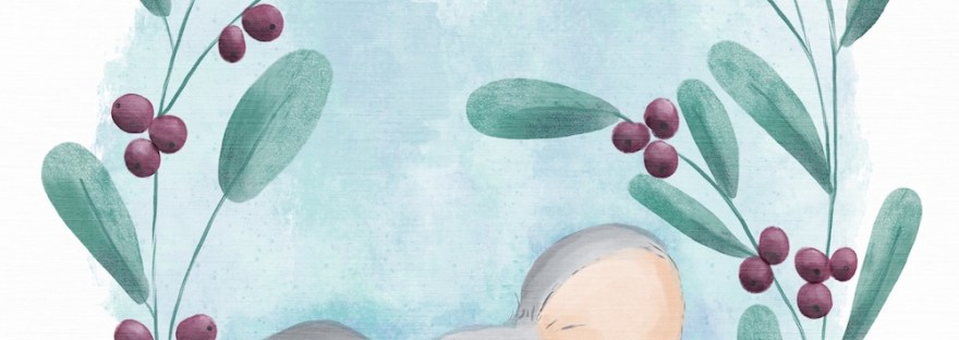 sleeping mouse in berry bush by Sheri Edwards