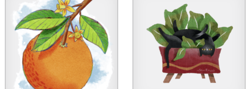 watercolor for orange and a cat