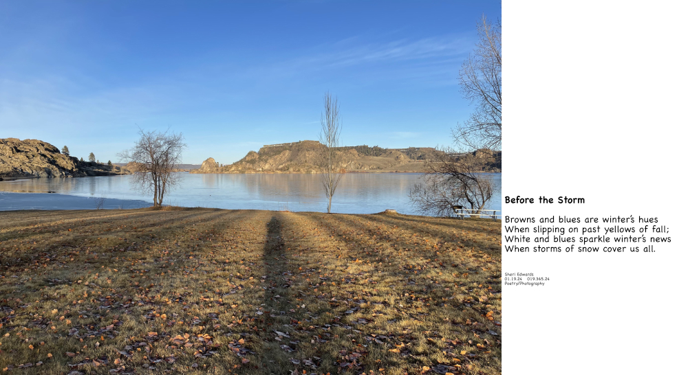 Banks Lake Sunset before a winter snow / wind chill storm and poem