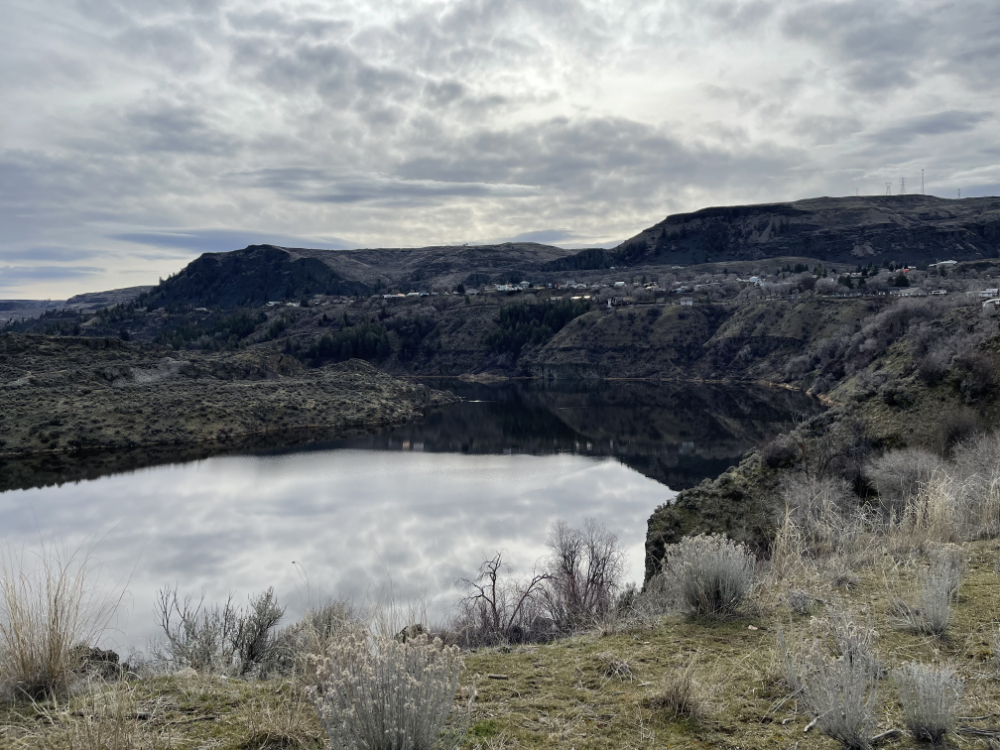 reflections in Crescent Bay Lake look like another world