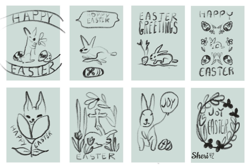 my sketches for possible cards