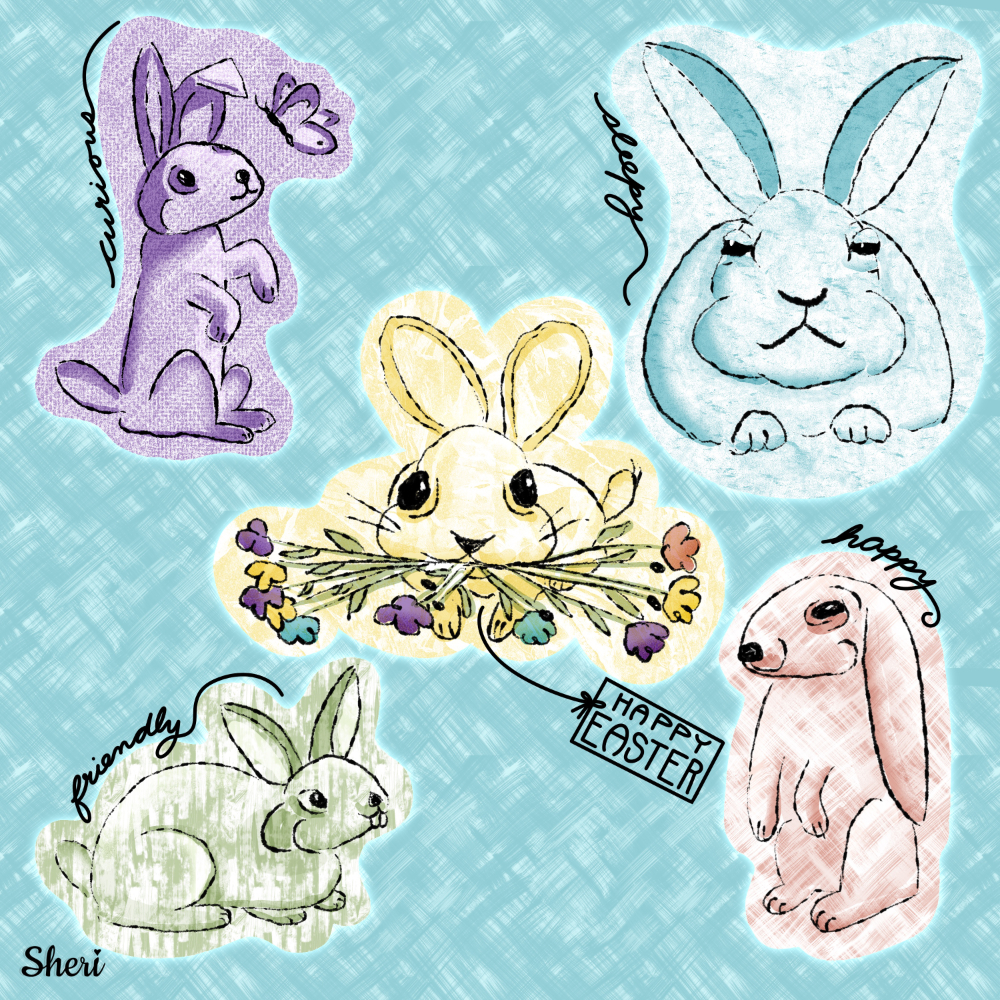 rabbit sketches for Easter by Sheri42