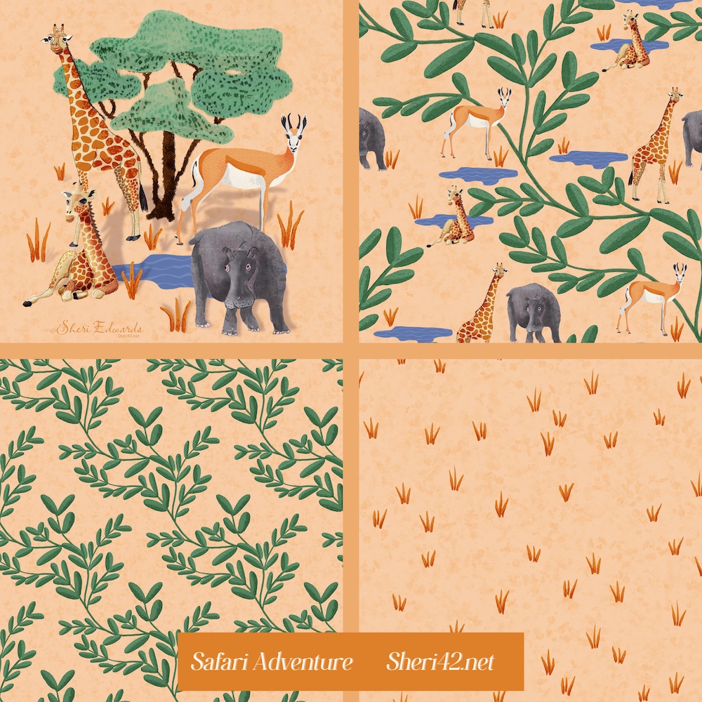 Safari Adventure collection with hero, secondary, and blender patterns; by Sheri42