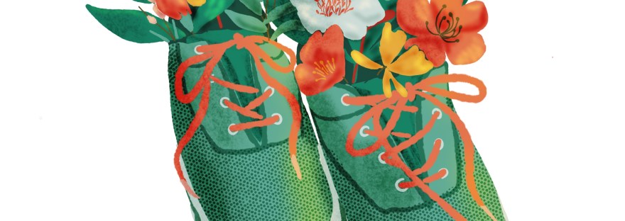 draft illustration of flowers growing in a shoe by Sheri42