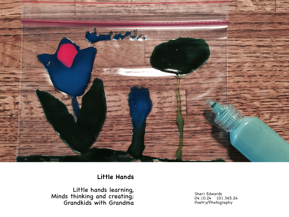 window art by grandkids and poem