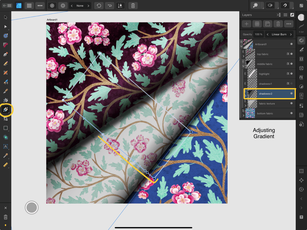screenshot: adjusting gradients