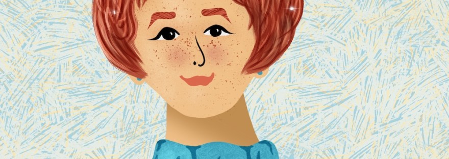 Portrait Party Prompt: Sparkles, Freckles, Body Positive; illustrated by Sheri42