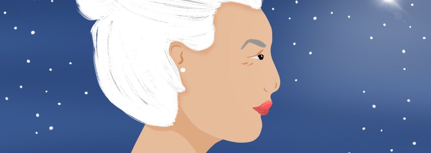 #portraitparty prompt: white hair, dream, red lipstick