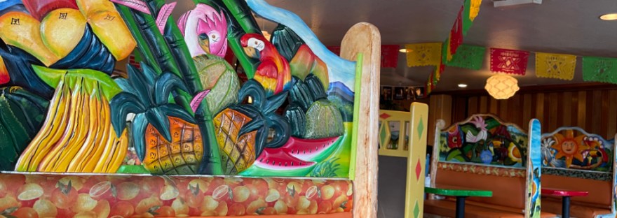 local Mexican restaurant creates festive mood with its bright colorful art
