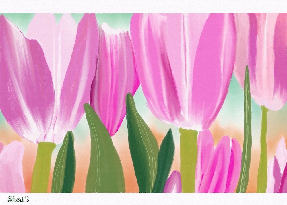 tulip with washi tape Sheri42 digital gouache