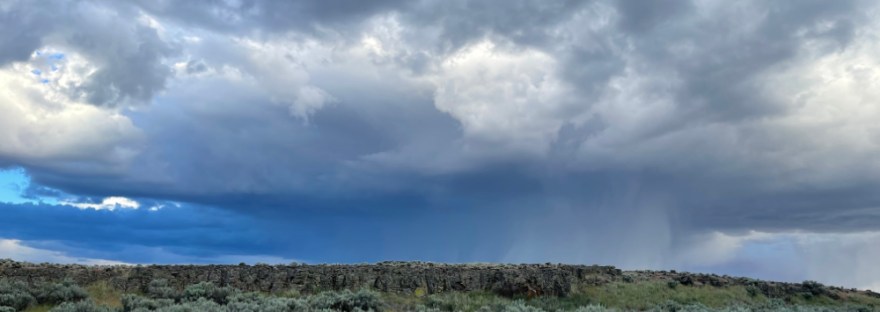 An immense storm cloud coming our way as we explored Dry Coulee told us to drive home.