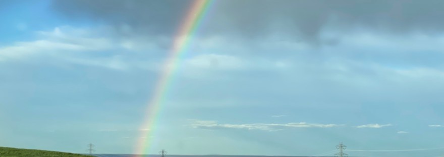 rainbow over Waterville Plateau, coming into Coulee City on US Highway 2
