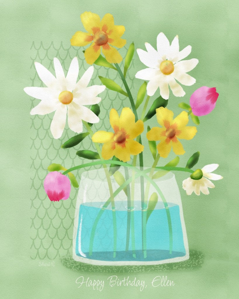 bouquet of flowers in a glass jar by Sheri42