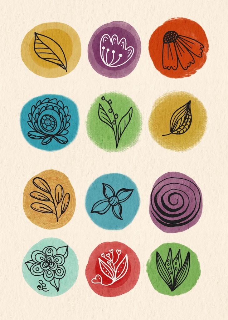 watercolor and ink floral doodles by Sheri42