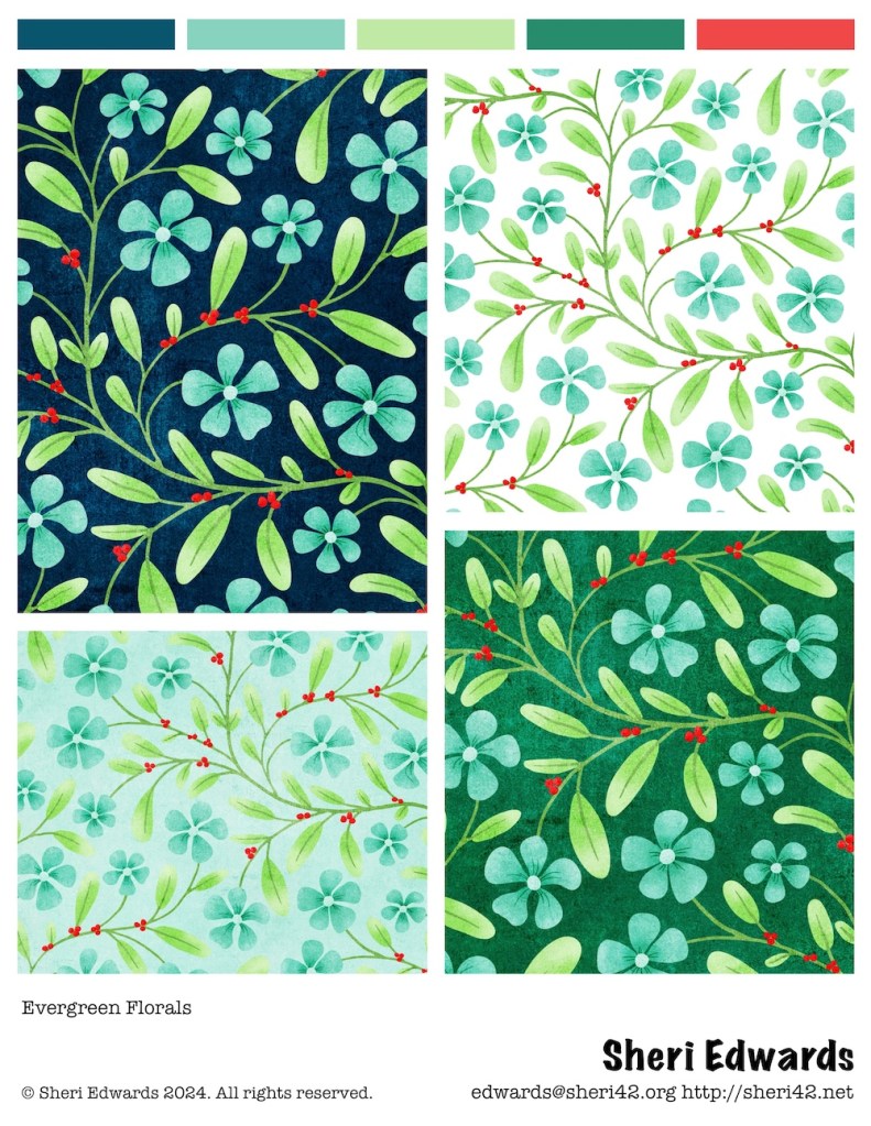 Evergreen Florals trailing pattern by Sheri42