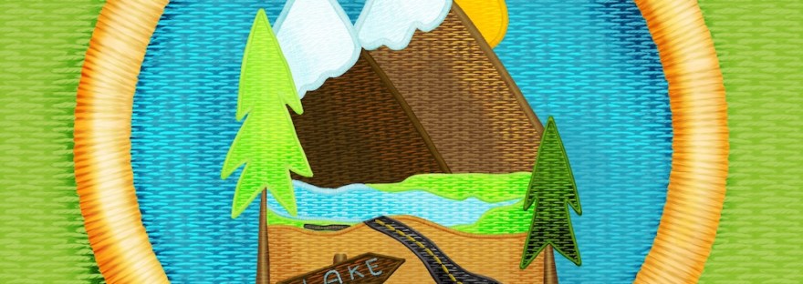 patch / badge of mountain lake and trees by Sheri42