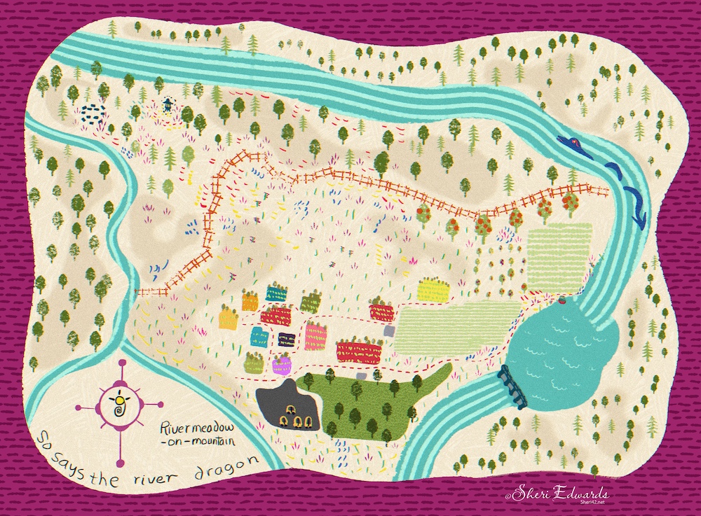 NaNoWriMo Village for So Says the River Dragon "River Meadow-on-Mountain" by Sheri42