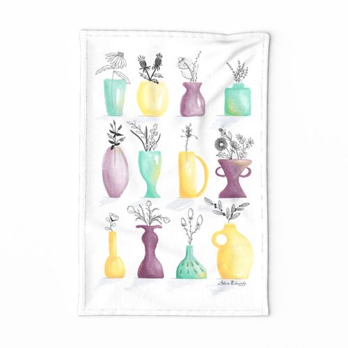 watercolor teatowel-watercolor-vases-by-sheri42