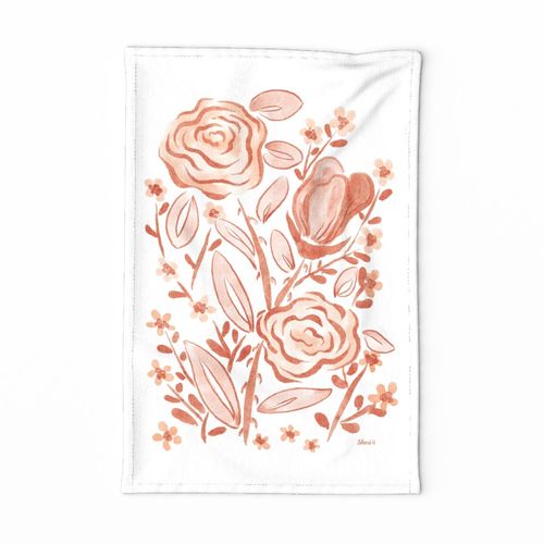 watercolor monochrome-teatowels-peach-by-sheri42