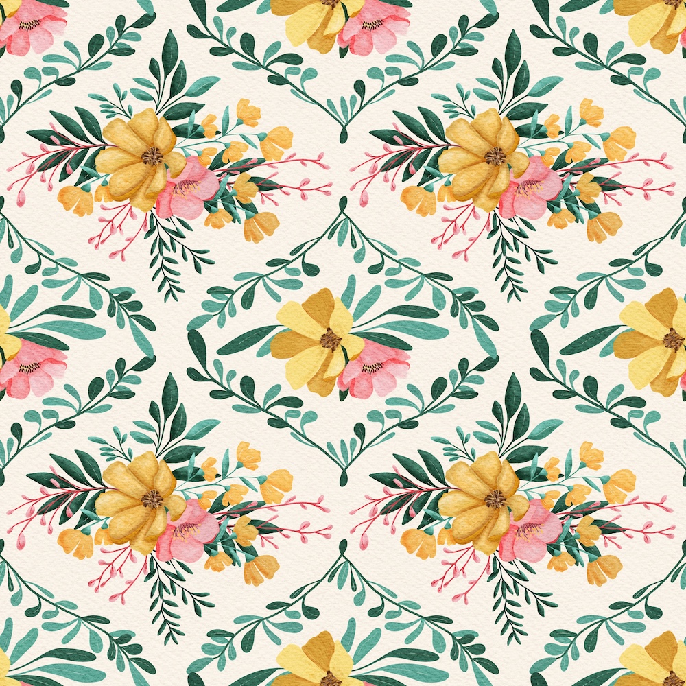 floral gouache in peach and pink ogee design by Sheri42