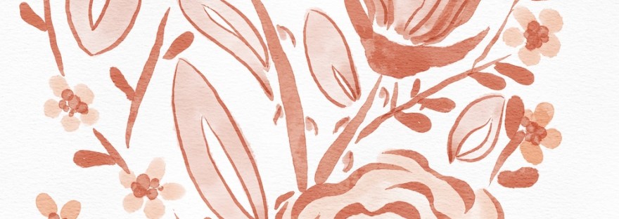 watercolor monochrome florals in peach by sheri42