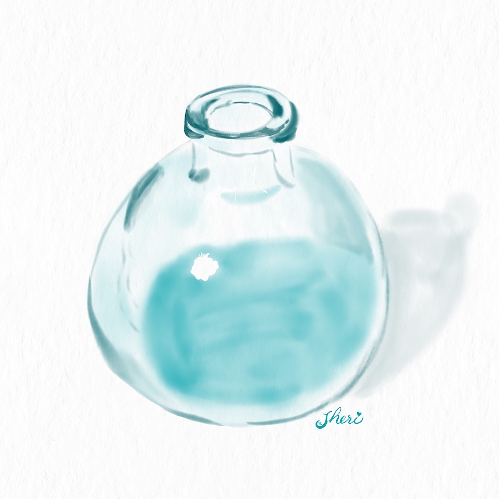 empty blue glass jar, watercolor in Procreate by Sheri42
