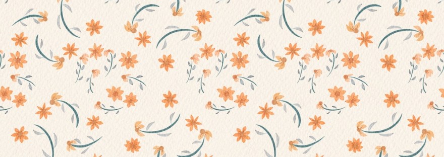 peach flowers and teal leaves scatter floral pattern by Sheri42