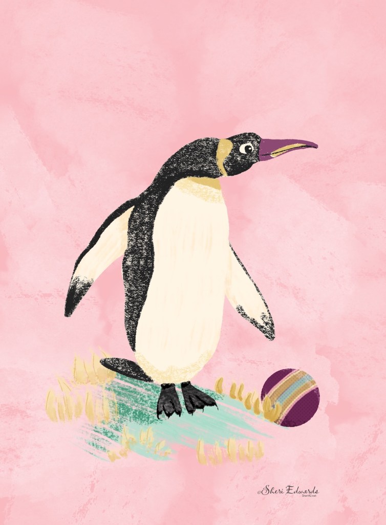 penguin wonders what to do with the ball by Sheri42 