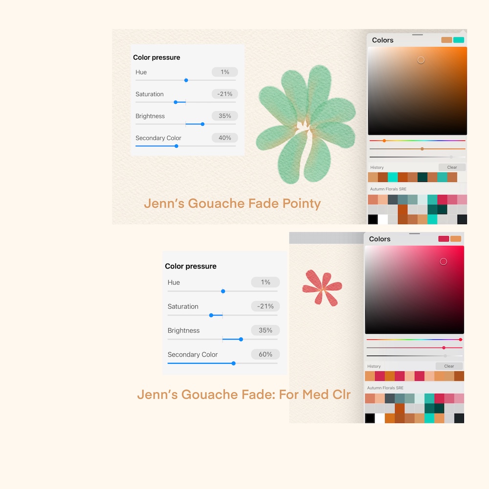 color pressure settings
