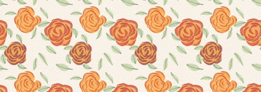 rose and leaves basic pattern in gouache by Sheri42 4x