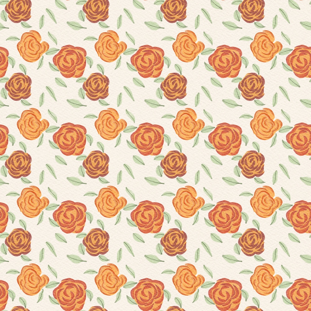 rose and leaves basic pattern in gouache by Sheri42 4x
