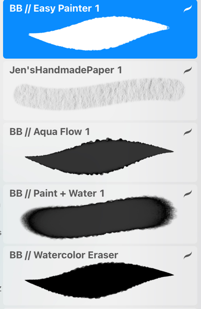 Lisa's brushes for watercolor